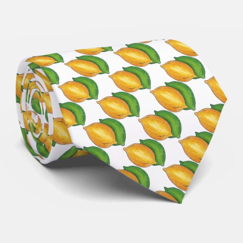 Lemon Lime Citrus Fruit Print Foodie Tie