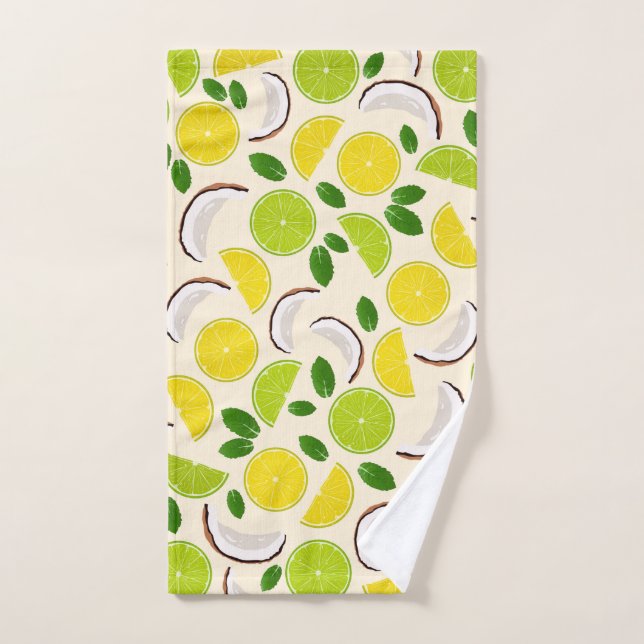 Lemon lime coconut and mint happy cheerful pattern hand towel  (Hand Towel)