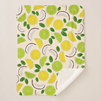 Lemon Lime Coconut And Mint Happy Cheerful Pattern Sherpa Blanket by BadEnglishCat at Zazzle