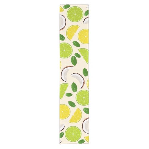 Lemon lime coconut and mint happy cheerful pattern short table runner