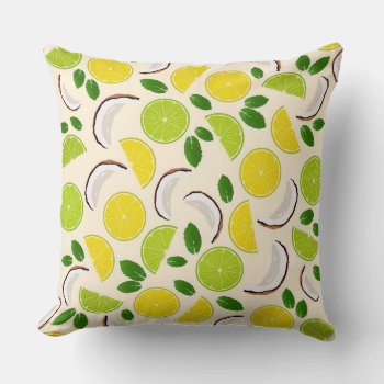 Lemon Lime Coconut And Mint Happy Cheerful Pattern Throw Pillow by BadEnglishCat at Zazzle