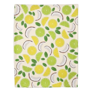 Lemon Lime Coconut And Mint Happy Pattern Duvet Cover by BadEnglishCat at Zazzle