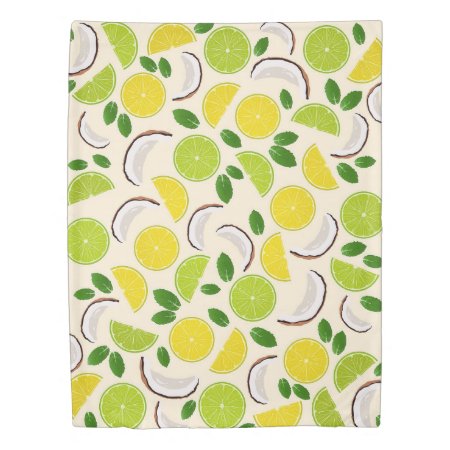 Lemon Lime Coconut And Mint Happy Pattern Duvet Cover