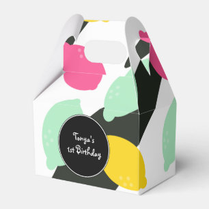 Lemon Lime Colorful Stripes Fruity Pattern Favor Boxes