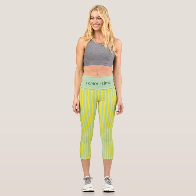 “LEMON-LIME” - CUSTOM HIGH-WAISTED CAPRI PANTS (Front)