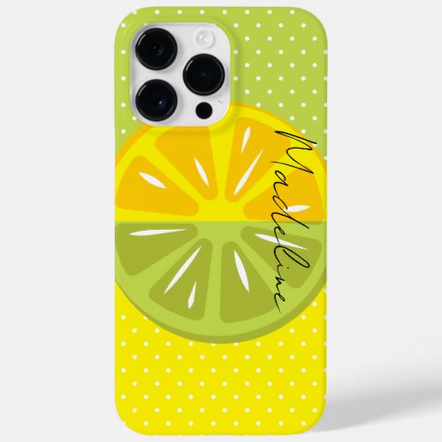 Lemon Lime Fruit Modern Green Yellow Script Name Case_Mate iPhone 14 Pro Max Case