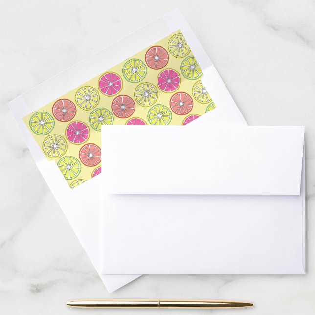 Lemon Lime Grapefruit Orange Citrus Fruit Slices Envelope Liner (Desk)