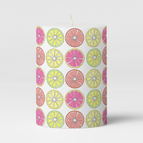 Lemon Lime Grapefruit Orange Citrus Fruit Slices Pillar Candle