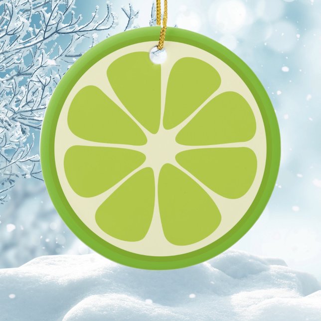 Lemon Lime Green Juicy Summer Citrus Fruit Slice Ceramic Ornament (Creator Uploaded)