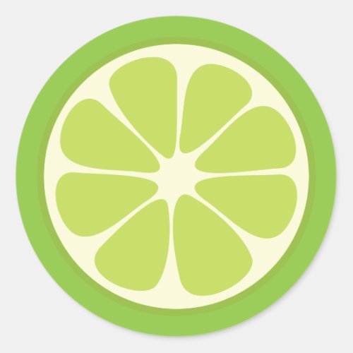 Lemon Lime Green Juicy Summer Citrus Fruit Slice Classic Round Sticker