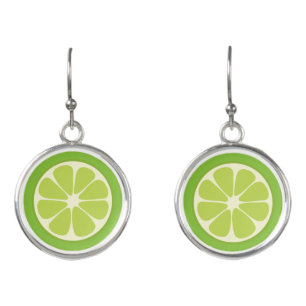 Lemon Lime Green Juicy Summer Citrus Fruit Slice Earrings