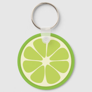 Lemon Lime Green Juicy Summer Citrus Fruit Slice Keychain