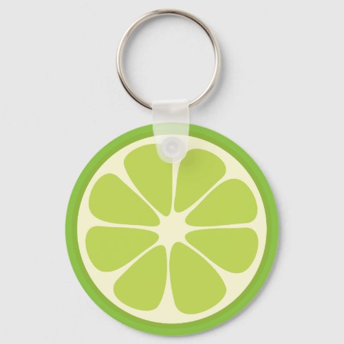 Lemon Lime Green Juicy Summer Citrus Fruit Slice Keychain