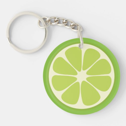 Lemon Lime Green Juicy Summer Citrus Fruit Slice Keychain