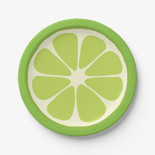 Lemon Lime Green Juicy Summer Citrus Fruit Slice Paper Plates