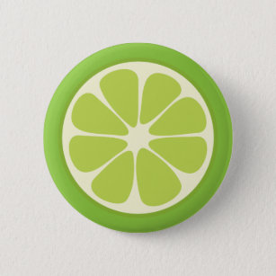 Lemon Lime Green Juicy Summer Citrus Fruit Slice Pinback Button