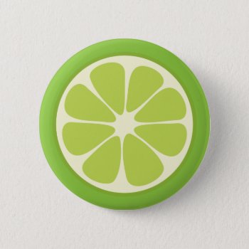 Lemon Lime Green Juicy Summer Citrus Fruit Slice Pinback Button by littleteapotdesigns at Zazzle