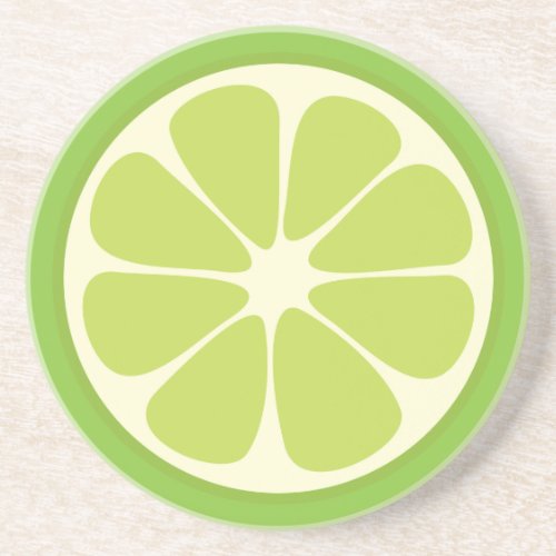 Lemon Lime Green Juicy Summer Citrus Fruit Slice Sandstone Coaster