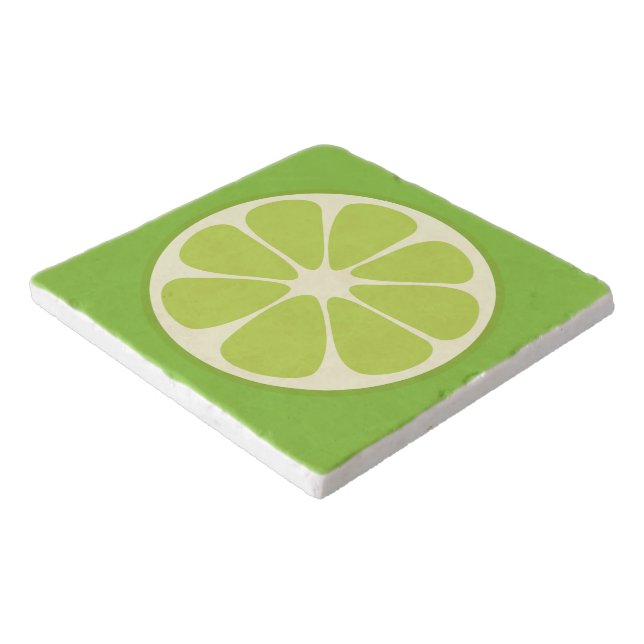 Lemon Lime Green Juicy Summer Citrus Fruit Slice Trivet (Corner)