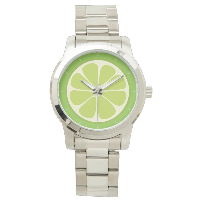 Lemon Lime Green Juicy Summer Citrus Fruit Slice Watch (Front)