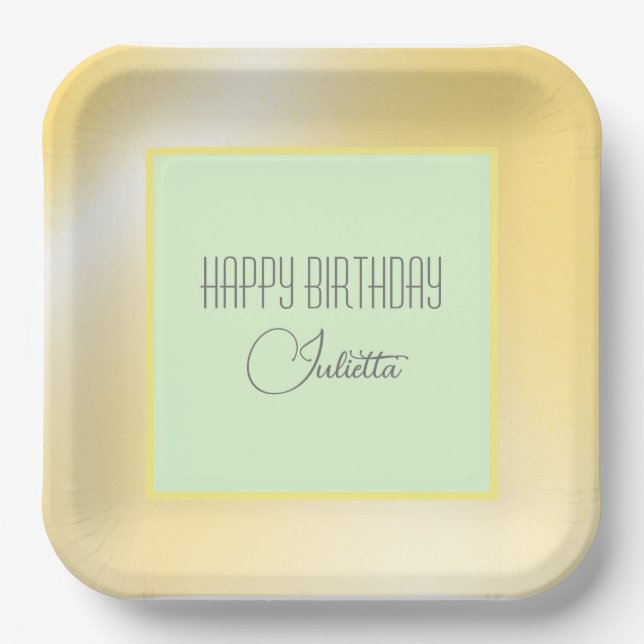 Lemon Lime "Happy Birthday" Paper Plate (Front)