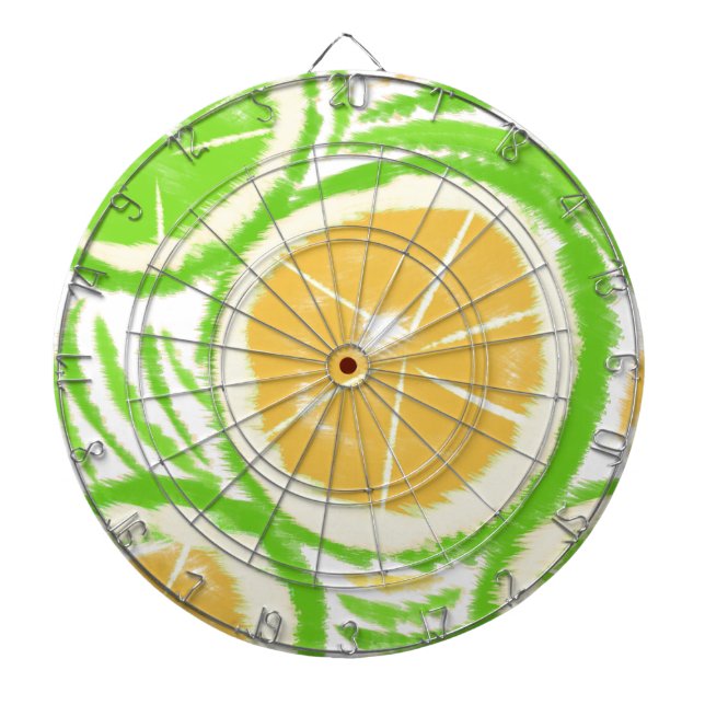 Lemon Lime Lemonade Swirl Tie Dye Dart Board (Front)