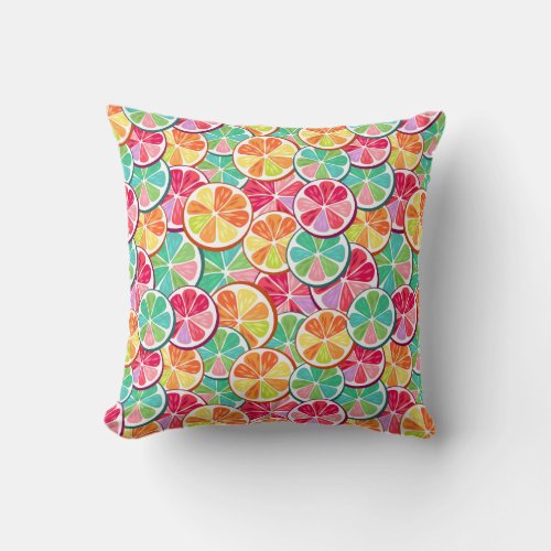 Lemon lime orange and grapefruit slices throw pillow