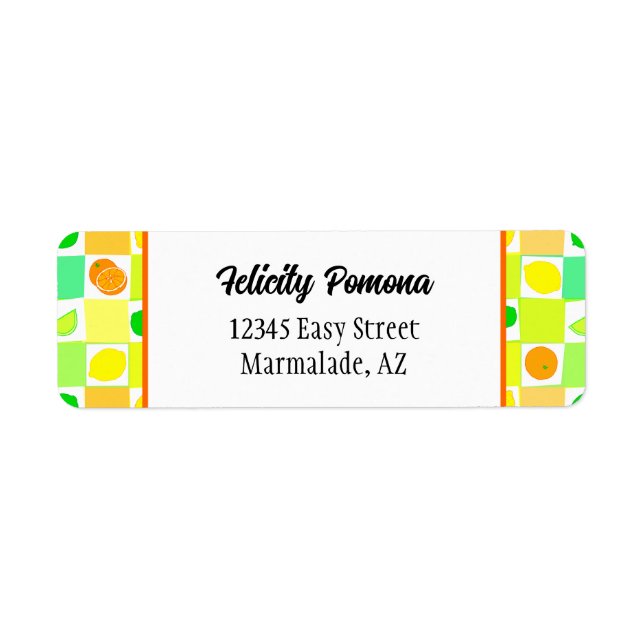 Lemon, Lime Orange Citrus Fruit Pattern Editable Label (Front)