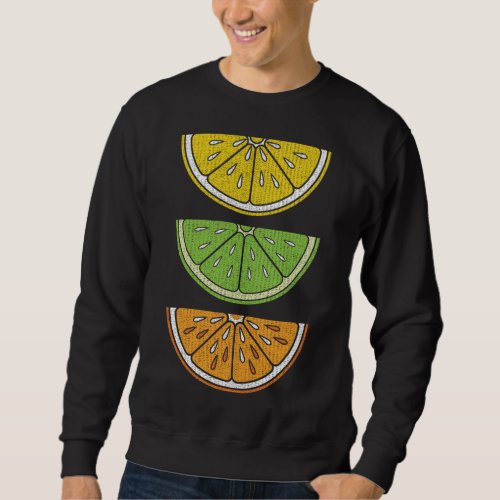 Lemon Lime Orange Slice Vintage Vegan Fruit Citrus Sweatshirt