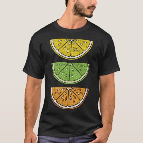 Lemon Lime Orange Slice Vintage Vegan Fruit Citrus T_Shirt