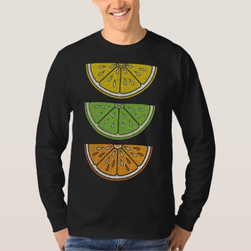 Lemon Lime Orange Slice Vintage Vegan Fruit Citrus T_Shirt
