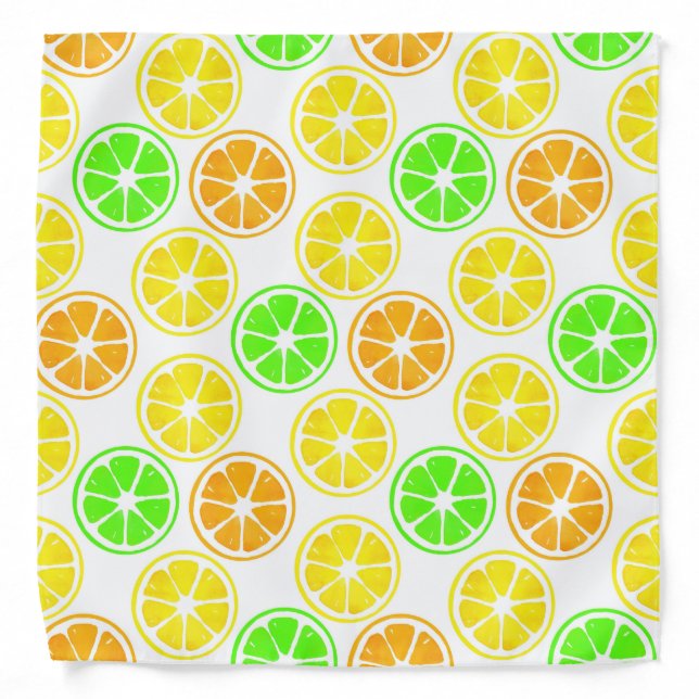 Lemon Lime Orange Slices Pattern Bandana (Front)