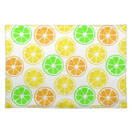 Lemon Lime Orange Slices Pattern   Cloth Placemat