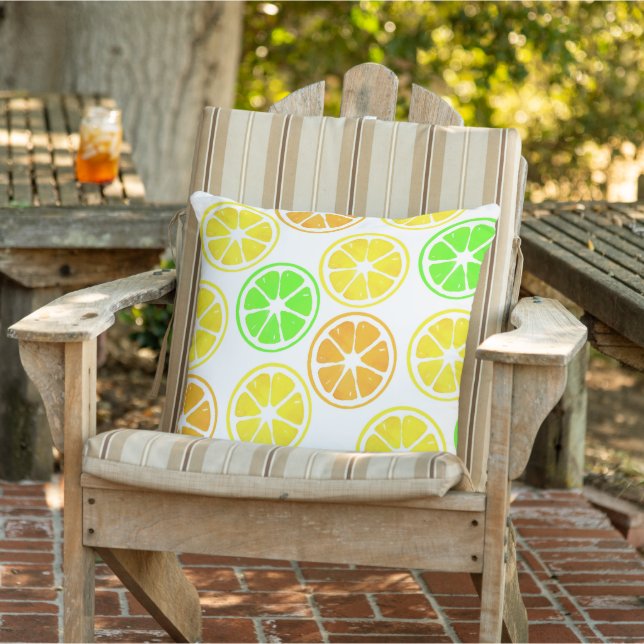 Lemon Lime Orange Slices Pattern   Outdoor Pillow (Chair)