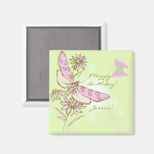 Lemon Lime Pink Butterfly Magnet