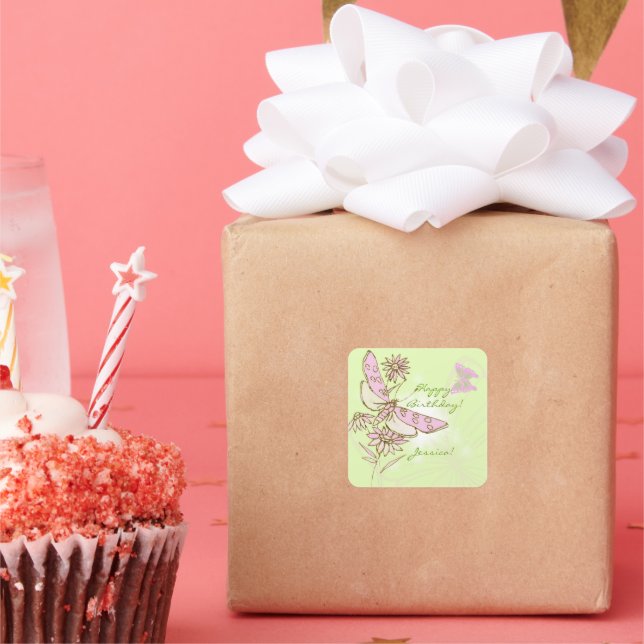 Lemon Lime Pink Butterfly Stickers (Party)