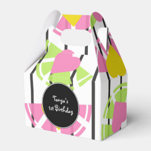 Lemon Lime Slices Hearts Stripes Fruity Pattern Favor Boxes