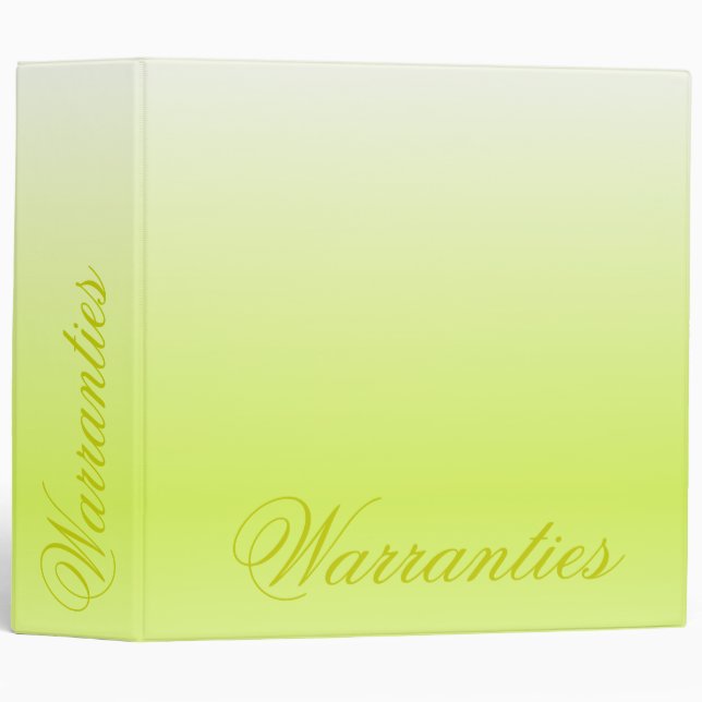 Lemon Lime Warranties Binder (Front/Spine)