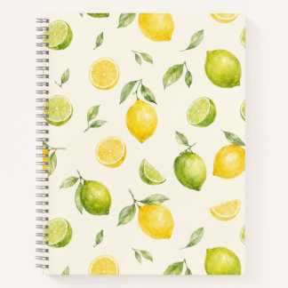 Lemon Lime Watercolor Citrus Pattern Notebook
