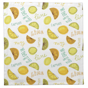 Lemon & Lime Zesty Fruit Pattern Cloth Napkin