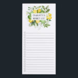 Lemon & Limes Market Shopping List  Magnetic Notepad<br><div class="desc">Market grocery shopping list design featuring a watercolor lemon & limes greenery frame personalized with your name.</div>