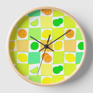 Lemon, Limes Oranges with Slices Pattern Kitchen Clock
