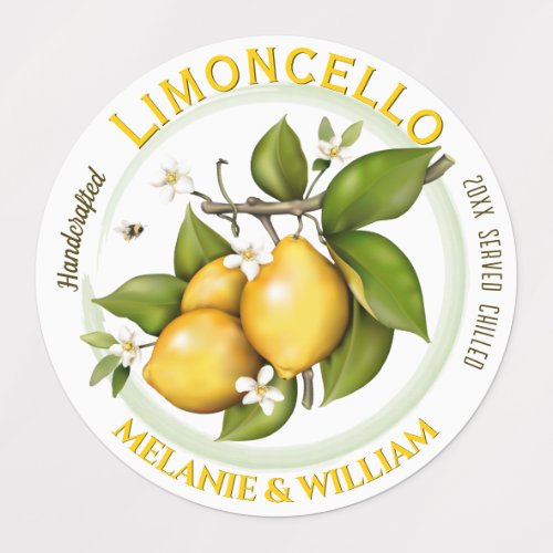 Lemon Limoncello Fruit Gift Labels