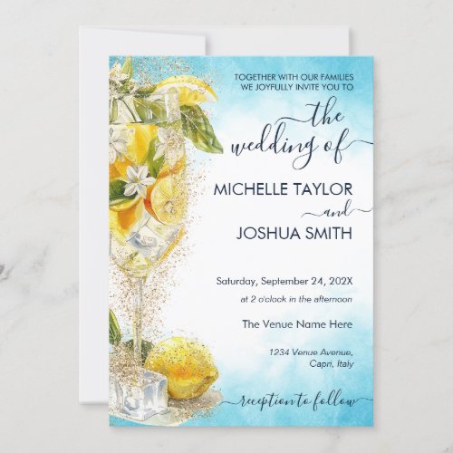 Lemon Limoncello Photo Italy Destination Wedding Invitation