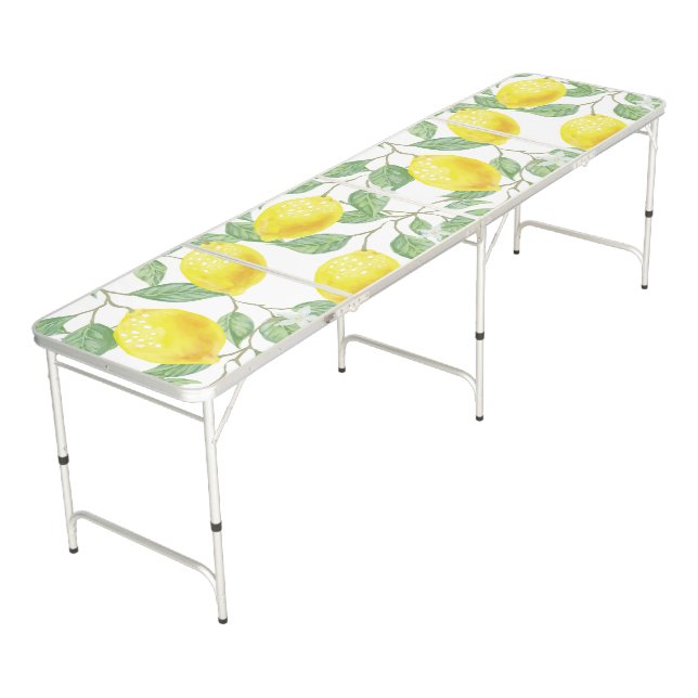 Lemon limoncello summer fruit art party beer pong table (Angled)