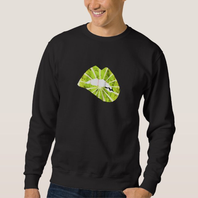 Lemon Lips Sour Lime Lipstick Lemonade Kissing Fru Sweatshirt (Front)