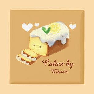 Lemon Loaf Cake Bread With Icing Magnet