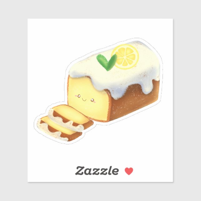 Lemon Loaf Cake Bread With Icing Sticker (Sheet)