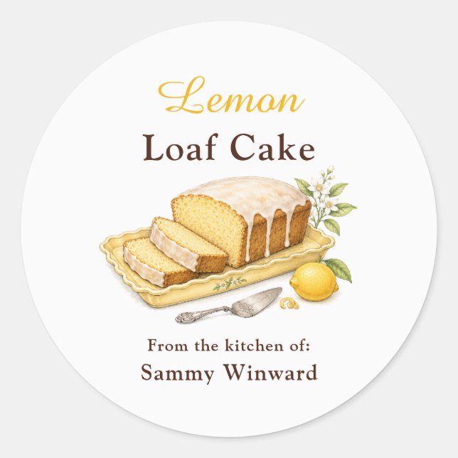 Lemon Loaf Cake Gift Label (Front)