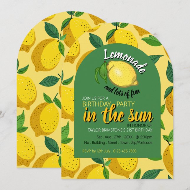 Lemon Logo, Lemonade & Lots of Fun Birthday  Invitation (Front/Back)